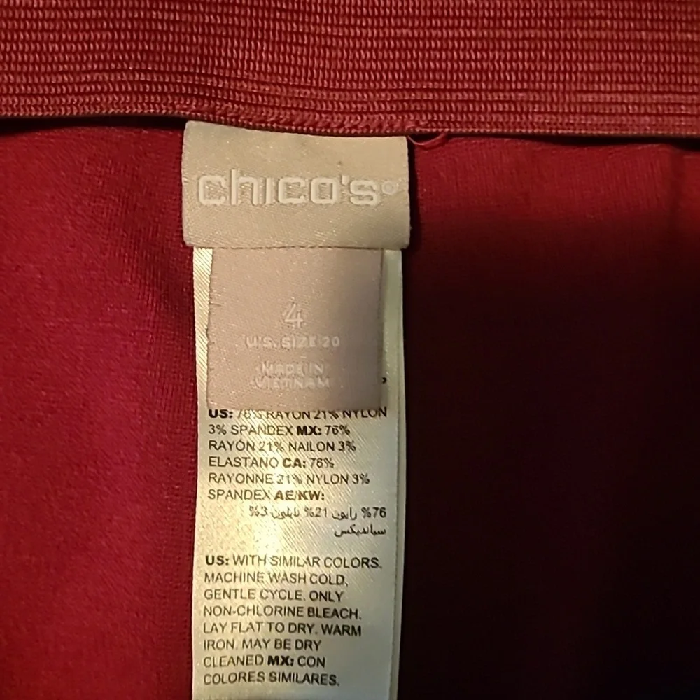 Chico's Ponte Stretch Pants, Size 4, Red/Wine Color - Picture 3 of 6